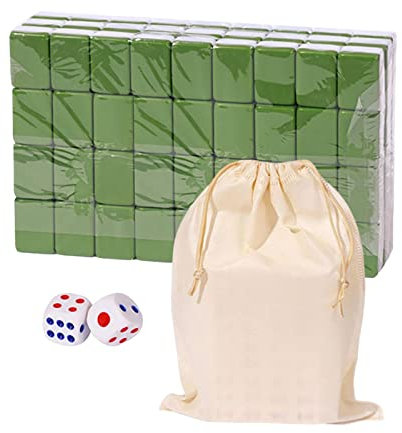 Chinese Mahjong Game Set Full Size, Chinese Majong Set, Travel Chinese Traditional Board Game with Large Storage Bag, Portable Table Game with 146 Melamine Resin Mahjong Tiles for Family