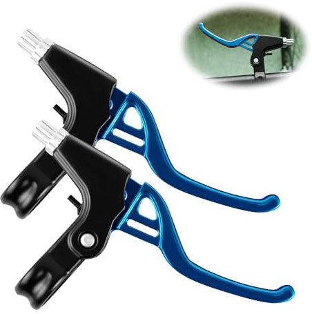 QKTYB 1 Pair Bicycle Brake Levers Universal Full Aluminium Alloy BMX Brake Levers Hand Brakes for MTB/BMX Mountain Road Bike Bicycles Brake Handle 2.2cm Diameter (Blue)