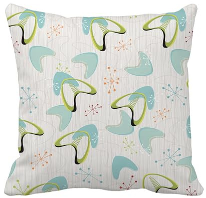Pillow Covers 22X22 Mid-Century Retro Atomic Boomerangs Throw Pillows Cover Super Soft Cozy Cushion Case Bedroom Home Outdoor Decor for Couch Bed Car
