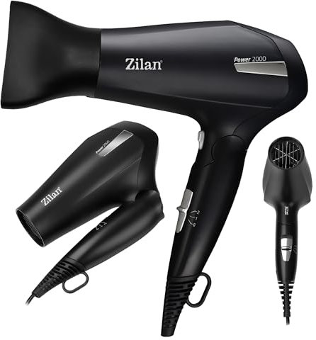 Sèche-cheveux ionique pliable avec moteur CC - Silencieux - 2000 W - Séchage rapide - Contrôle thermique