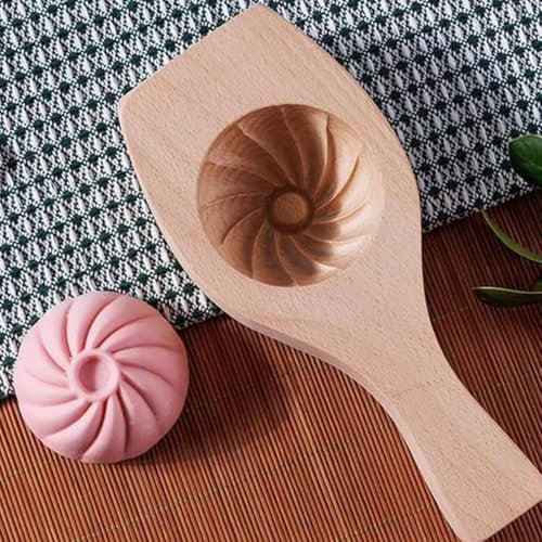 LUCKKY DIY Steamed Bun Mold, DIY Gedämpfte Brötchenform, Mond-Kuchenform, Antihaft-geschnitzte runde Holzform, Holz handgemachte Kuchenform, Mondkuchen-Backform Küche Handwerk Werkzeug (A)