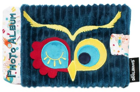 Les Déglingos - Álbum de fotos para bebé, diseño de Astros le búho, 10 fundas de 10 x 15 cm, ideal para guarderías, cuidado infantil, relleno reciclado, color azul