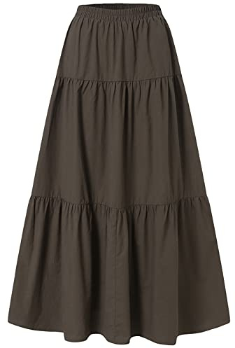 Faldas plisadas bohemias acampanadas para mujer, con cintura alta, acampanadas, acampanadas, acampanadas, marrón, 4XL