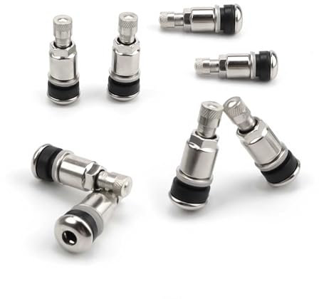 HJIAMA 8 Stück Autoreifen Ventil, 11,3 mm Autoventil, Alles Material TR525 aus Stahl, Metallventile für Alufelgen, Tubeless-Ventil, geeignet für Reifen von Auto, LKW, Motorrad