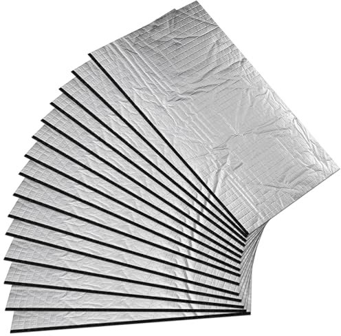Lot de 15 plaques d'isolation phonique en aluminium butyle - 5 mm - 0,68 m² - 250 x 180 mm - Isolation acoustique et anti-vibrations