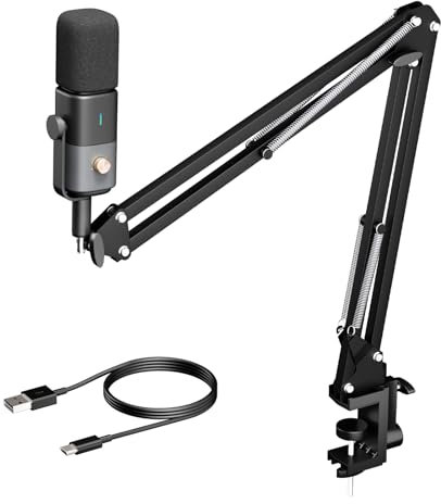 NearStream Gaming Mikrofon Kit, XLR/USB Podcast Mikrofon mit Desktop Mic Arm, für Gaming, Podcasting, Streaming, Aufnahme von Vocals,Kompatibel mit PS4/5,PC,Computer,Mac AM20X
