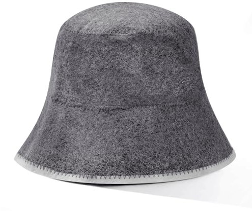 Calkkrer Chapeau de sauna gris en feutre de laine, 26 x 21 cm, pour femme, gris, unisexe, respirant, accessoire de sauna, bonnet de sauna