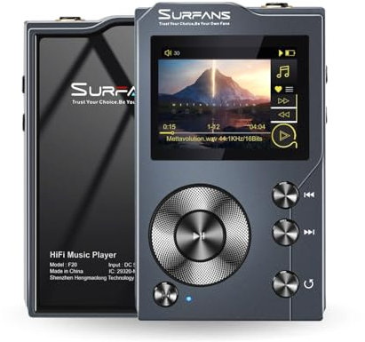 Surfans F20 Hi-Res Audio Player 128GB - Bluetooth, DAC Chip, Lossless DSD Support, Expandable to 256GB, Portable MP3 Player with Included 128GB Memory Card