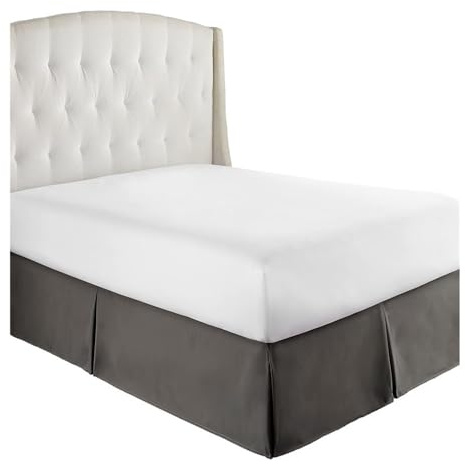 Mantovana giroletto plissettata, comoda, morbida e sartoriale, in tessuto resistente alle pieghe e allo sbiadimento, altezza 38 cm (senza piattaforma) (grigio scuro, 160 x 190 x 35 cm)