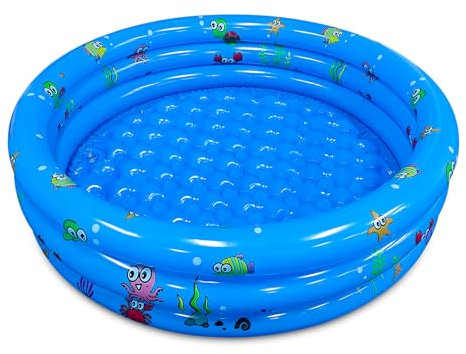 Piscina Gonfiabile per Bambini 130 x 35 cm, fondo a bolle morbido antiscivolo, grande piscina familiare robusta in PVC per giochi con palline con 3-4 bambini, uso multiplo in giardino/spiaggia o cani