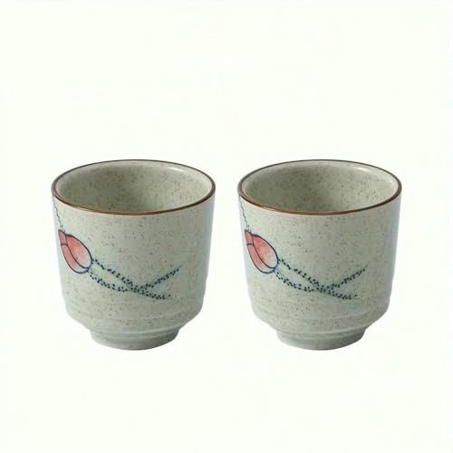 DHGLX 2 Piezas, Tazas de té de 5 oz, Taza de té China de cerámica, Tazas de té japonesas, Tazas de té de Porcelana asiática, Taza de cerámica sin asa para té Matcha