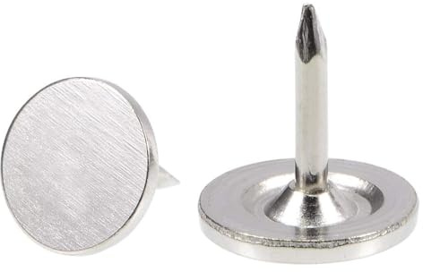 TOP-VIGOR 100 st möbelfästen i silver, kraftiga tryckstift, 9,5 x 10 mm dekorativa tumspetsar för vägg, korkbräda, möbler och anslagstavla