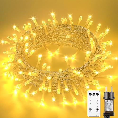 Litark Luces Navidad,20M 200LED Guirnalda Luces Exterior con Control remoto,8 Modos,Impermeable(Bianco Caldo)