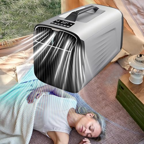 dosiwlatever 52 BTU climatizzatore Portatile da Campeggio, Fino a 150 m³/h, 4 in 1 con Raffreddamento, Ventola, deumidificazione e modalità di Sospensione, Pannello Touch, Condotto di Scarico,Silver