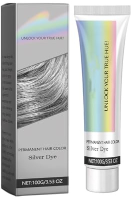 2 En 1 Natural Tinte De Pelo El Cabello De Plata - Crema De Tinte Para El Cabello Gris Metálico/Plata, Color Permanente De Larga Duración Con Extractos Nutritivos De Plantas (#1, 100g)