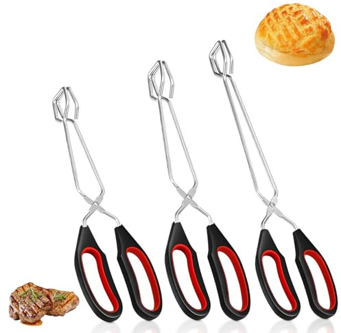 Pinze Per Griglia Extra Lunghe, 3 Pezzi, Pinze da Cucina Per Cucinare, Per Pane, Carne E Carbone, Adatte Per Grigliare E Friggere Ad Aria (3 Misure)