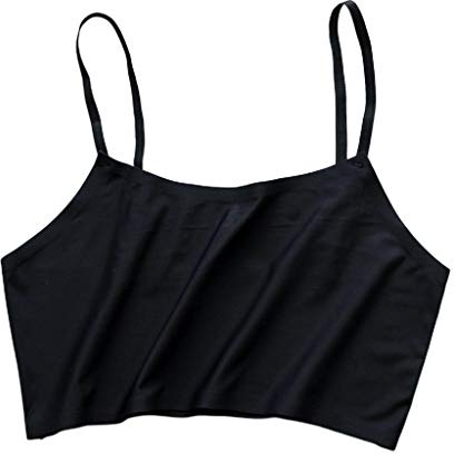 Top corto de seda de hielo para mujeres y niñas, sin costuras, color sólido, sin varillas, camiseta elástica básica, chaleco bandeau, color negro, Negro, Altoa única