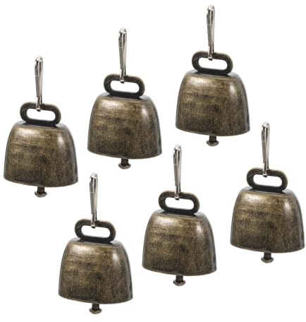 Veemoon 6 Campanelli in Bronzo per Mucche, Cavalli e Pecore, Campanacci Antifurto per Collari Animali Domestici, Accessori Fai da Te per Gioielli e Decorazioni, Suono Nitido per Fattoria
