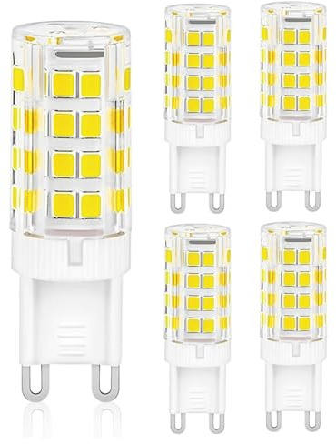 DAFNE Paquete de 5 bombillas LED G9, luz blanca cálida 4000k 600lm 7W equivalente a una lámpara halógena de 60W, bombilla G9 CA 220-240V sin parpadeo, para dormitorio, sala de estar, jardín, cocina