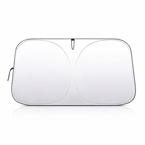 Parasol Coche Delantero para Tesla Model Y Juniper 2025 2026, Protector Solar Parabrisas de Titanio y Pegamento Negro, UV 99%, Plegable,145 * 80cm