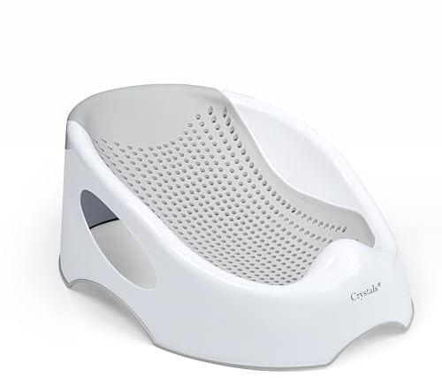 Crystals Baby Bath Support Seat – Soft Touch Non-Slip Newborn Bath Tub Insert, Ergonomic Design for Safe & Comfortable Bathing, Lightweight & Easy to Clean, Suitable from Birth to 6 Months, Grey