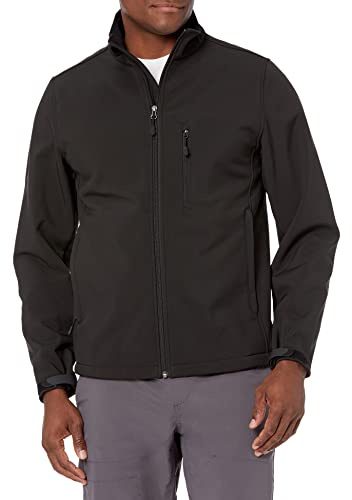 Amazon Essentials Giacca in Softshell Impermeabile Uomo, Nero, L