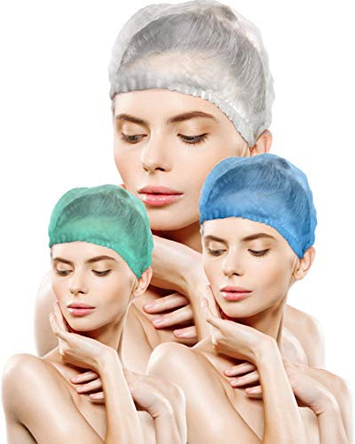 AQASKIN - Cuffie Monouso TNT Plissè - SCONTI QUANTITÁ - Cuffia Copri Testa e Capelli - per Centri Estetici, Spa, Centri Medici, Ristoranti, Pulizia - Colore Bianco, Verde, Blu. (100, Bianco)