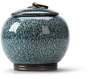 SilverTree Ceramic Tea Jar Vintage Chinese Style Storage Jars Tea Tins Cans Canister Caddy Sealed Lids Home Kitchen Dining Decoration for Tea Coffee Herb Spices Sugar (Blue)