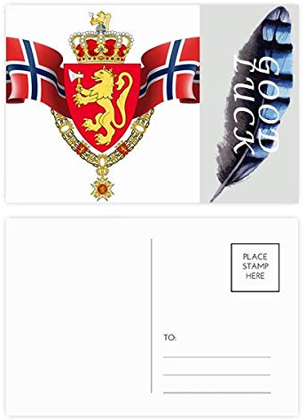 Norwegen Nationalemblem Land Glücksfeder Postkarten-Set Dankeskarte Versandseite 20 Stück