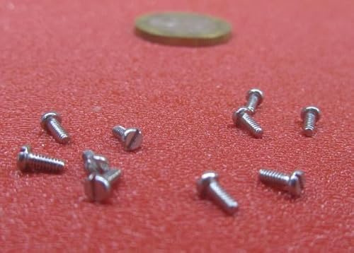 18-8 Stainless Steel Narrow Cheese Head Slotted Machine Screws, M1.6 x .35 mm Thread x 4 mm Length, 10 Pcs