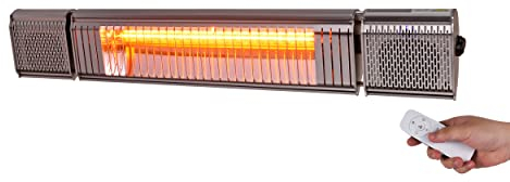 MaxxGarden - Chauffage radiant pour le patio (2000w) & Bluetooth avec haut-parleur - Chauffage de patio moderne suspendu - Chauffage de jardin avec chaleur rayonnante efficace