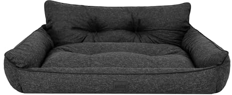 Bjird Hundebett - Hundekorb für kleine mittelgroße & große Hunde - Hundekissen - Hundesofa - EInfach zu reinigen - Joker Gesteppt - Größe: XL/XXL: 132 x 106 cm - Schwarz Kunstleinen