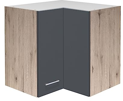 Flex-Well Eckhängeschrank Küche - 60 cm breit - Basaltgrau Matt San Remo Eiche – Morena