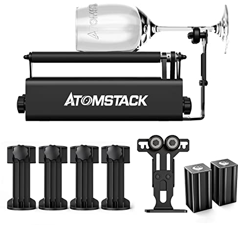 Atomstack R3 Pro Laser Rotary Roller with Separable Support Module and Extension Towers, 360° Y-Axis Rotation Roller, Engraving Auxiliary Module for Laser Engraver, Rotary Roller for Cylinders,