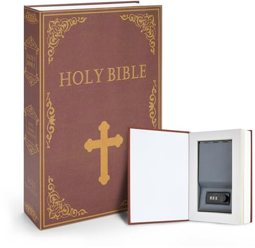 Book Safe with Combination Lock, Ohuhu Real Paper Diversion Secret Safe, Dictionary Money Box with Code Lock, Portable Lock box Safe Box for Key Cash Jewelry, Flip Book Hidden Safe