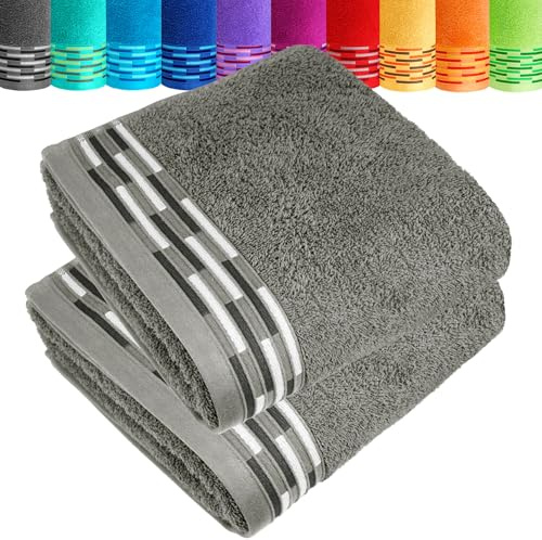 Lashuma Handtücher 50x100 Grau, Lugano Frottee Handtuch Set Baumwolle 2 Stück