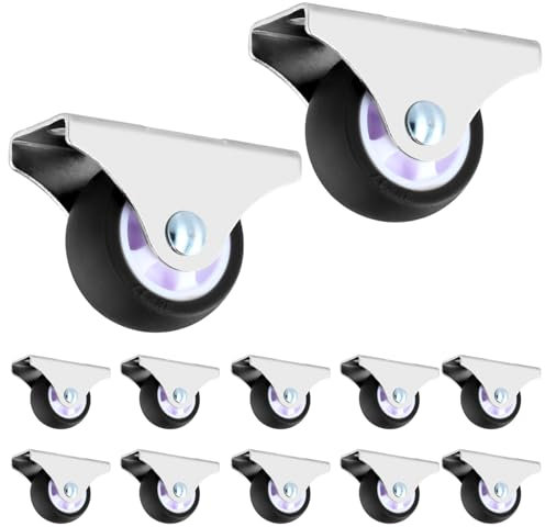 QWORK® Juego de 12 ruedas fijas para muebles - Rueda de TPE de 38 mm de diámetro - Capacidad de carga 45 kg - para salas de estar y muebles pequeños