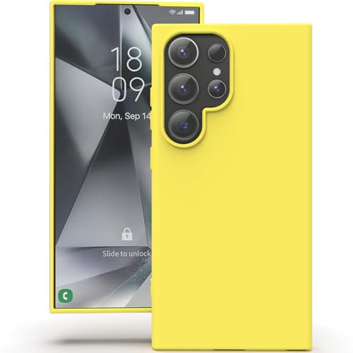 YATWIN Silicone Case for Samsung Galaxy S24 Ultra, Soft-Touch, Shockproof, DustProof, Antiskid Full Body Armour Phone Cover for Samsung Galaxy S24 Ultra - Yellow