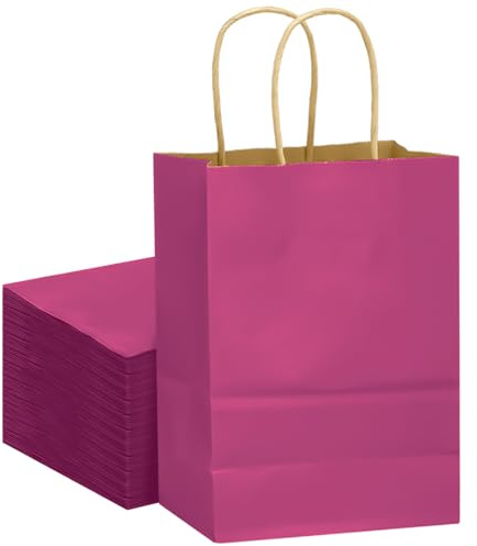 Gcardist Set med 32 påsar i kraftpapper med handtag, 21 x 15 x 8 cm, liten presentpåse, rosa, shoppingpåse, flera användningsområden (8,3 x 6 x 3 tum, liten storlek)