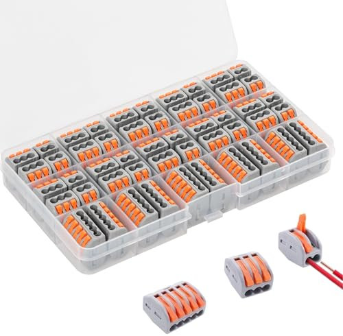 Verbindungsklemmen Set, 2 3 5 Polig 50 Stück, Elektro Steckklemmen Kompakt, bis 4mm² Leiter Klemme, Kabelverbinder mit Hebel