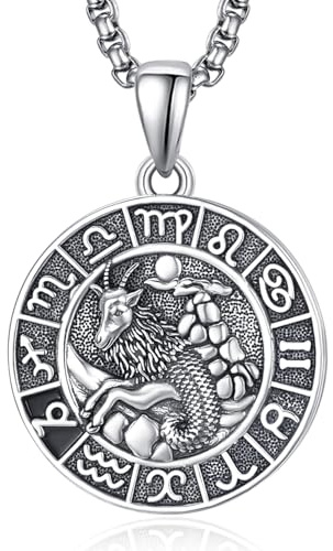 Sternzeichen Steinbock Anhänger Kette Silber Steinbock Halskette Herren Tierkreiszeichen Anhänger Schmuck Sternzeichen Konstellation Kette Geschenke für Männer