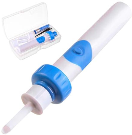 Ventose per cerume, dispositivo per la rimozione del cerume, pulitore elettrico per le orecchie con 2 testine di ricambio lavabili e pulisci orecchie a batteria (1 set)