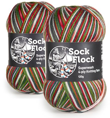 4-Ply Sock Yarn 2-Pack 240g, New Zealand Wool, Superwash – Apple Gala