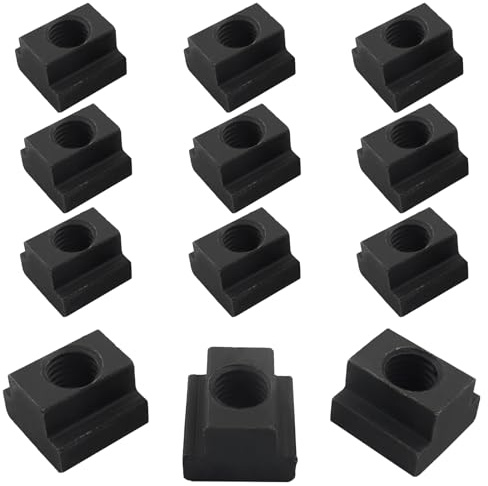 Bivethoi 12 Pack M12 T-Slot Nut, Black Oxide Finish Alloy Steel T-Nuts Grade 10.9, T Slot Nut for Furniture Assembly/DIY Enthusiasts