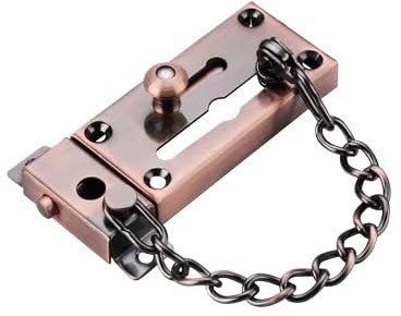 Chaîne de sécurité for porte, verrou à petit pêne, for coulissante, chaîne for, en acier inoxydable(Red Bronze)