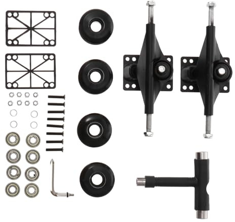 Zerodeko Kit Completo per Ponte e Ruote Skateboard Doppia Inclinazione in Lega di Alluminio, Set Camion e Cuscinetti per Accessori Skateboard, per Riparazione e Stile Casuale