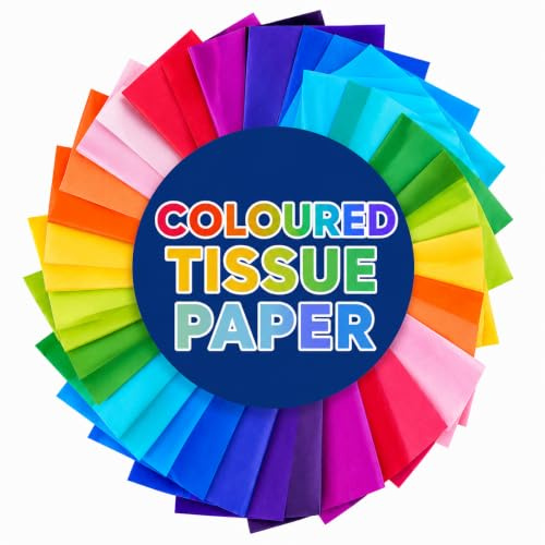 16 Sheets Coloured Tissue Paper | 66 x 50cm |Solid Colour Paper | 12 Assorted Colours |Rainbow Tissue Paper Sheets for Kids | for Wrapping Gifts, Gift Bags, Gift Boxes, Arts & Crafts Packaging