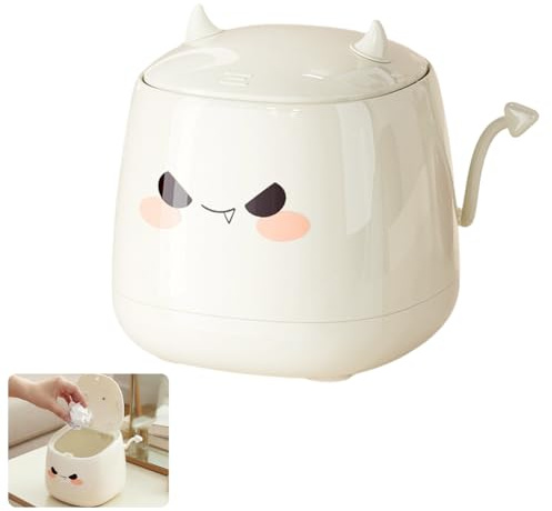 FARYODI Mini pattumiera da scrivania con coperchio, simpatico cestino per la spazzatura con coperchio, per casa, ufficio, soggiorno