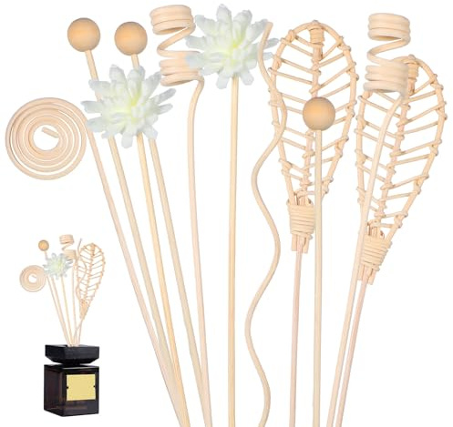 12 PCS Reed Diffuser Sticks, 11 Inch Natural Rattan Reed Stick Fragrance Diffusers Replacement Refill Sticks Scent Diffuser Accessory for Home Office Bedroom Bathroom Decor