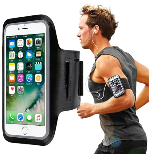ZZHBOO 1 Custodia da Braccio per Cellulare, Ultra Sottile e Impermeabile, per Corsa, Palestra, Ciclismo e Escursionismo, Nero
